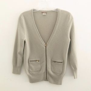 J. CREW 100% Cashmere Zip Pocket Cardigan …